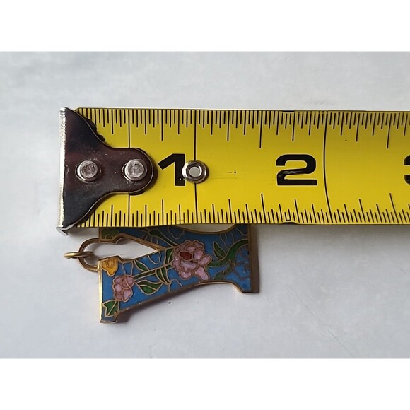 Cloisonne Floral Letter Y Shaped Pendant Vintage - Picture 8 of 10